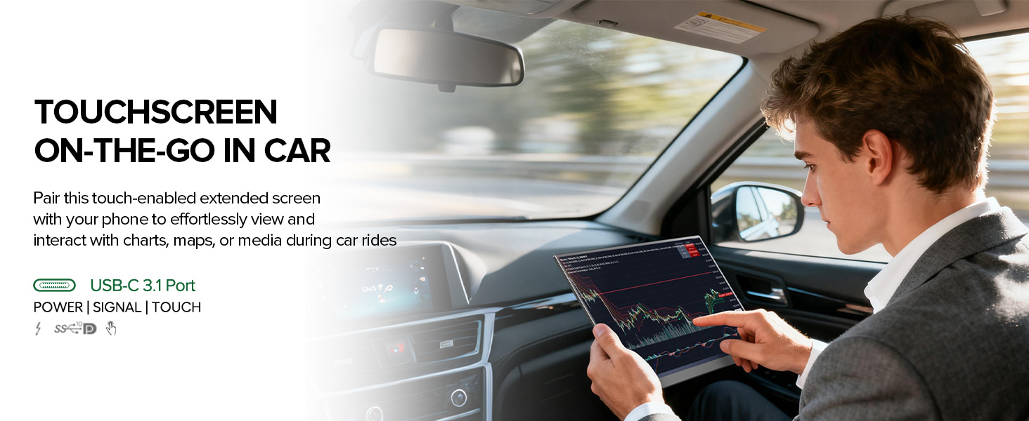 UPERFECT Портативний монітор з сенсорним екраном 15.6' FHD, 125% sRGB, матове покриття, 2000:1 контрастність, VESA, Dual USB-C, для ноутбука/телефону/ігрової консолі