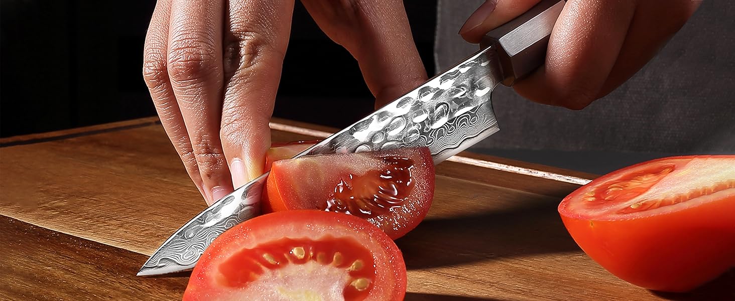 Кухонний ніж YOTSUBA Hackmesser 18 см, кухонний тесак з ергономічною ручкою Pakkawood, професійний ніж для м'яса та овочів, набір кухонних ножів 3 шт.