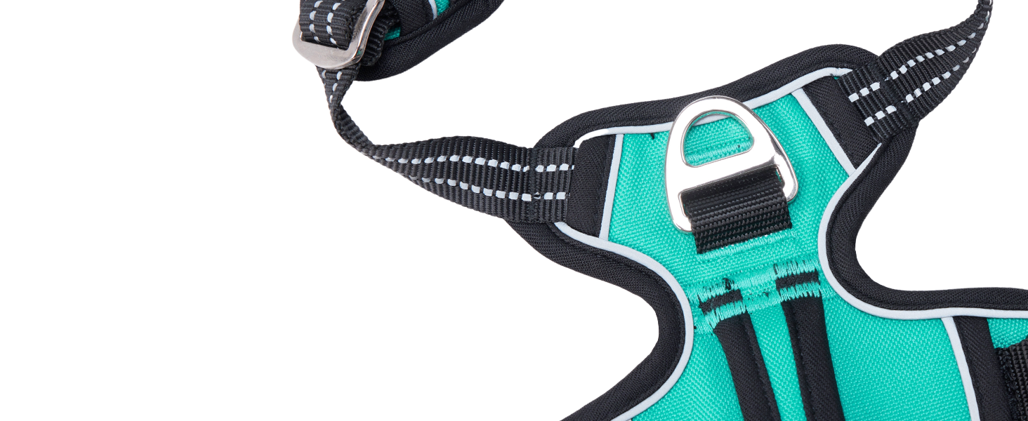 Нашийник для собак великих порід, антинатяг, світловідбиваючий, дихаючий, зручний, безпечний, м'який, зелений, XL, упаковка 1 шт.