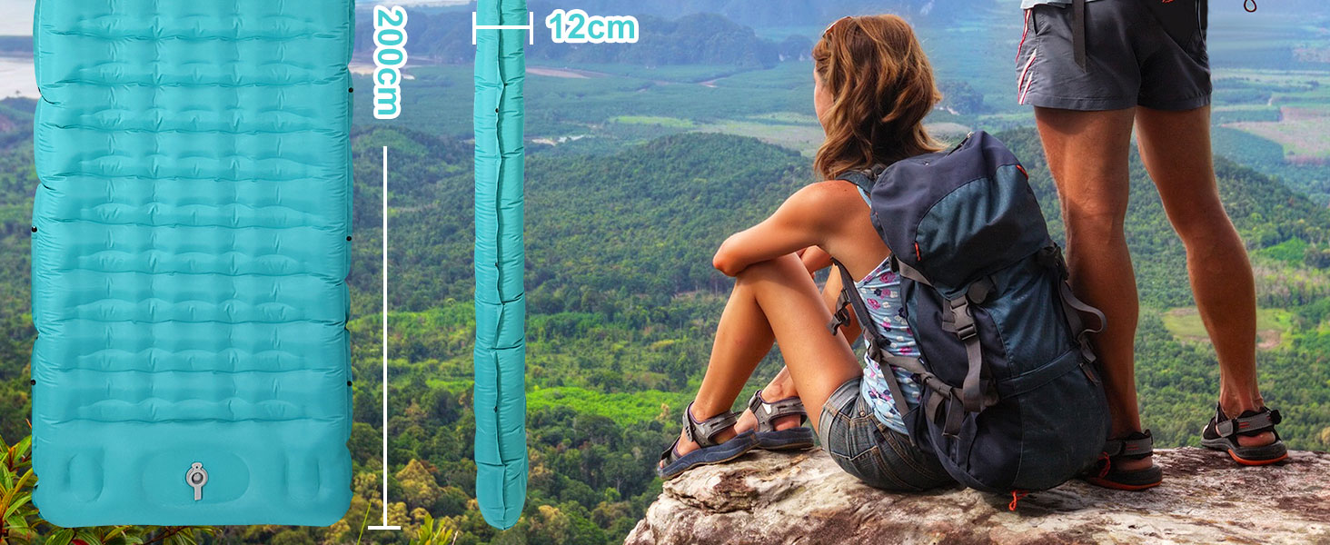 Надувна ізольована каремат для кемпінгу DeeprBling з самонадуваванням та помпою, 200x70x10 см