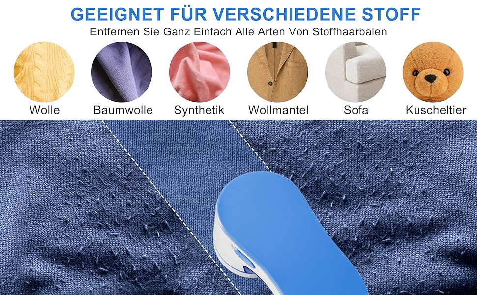 Електричний видалення ворсу Fusselrasierer: портативний пристрій для одягу з USB зарядкою та 1 змінною головкою (блакитний)