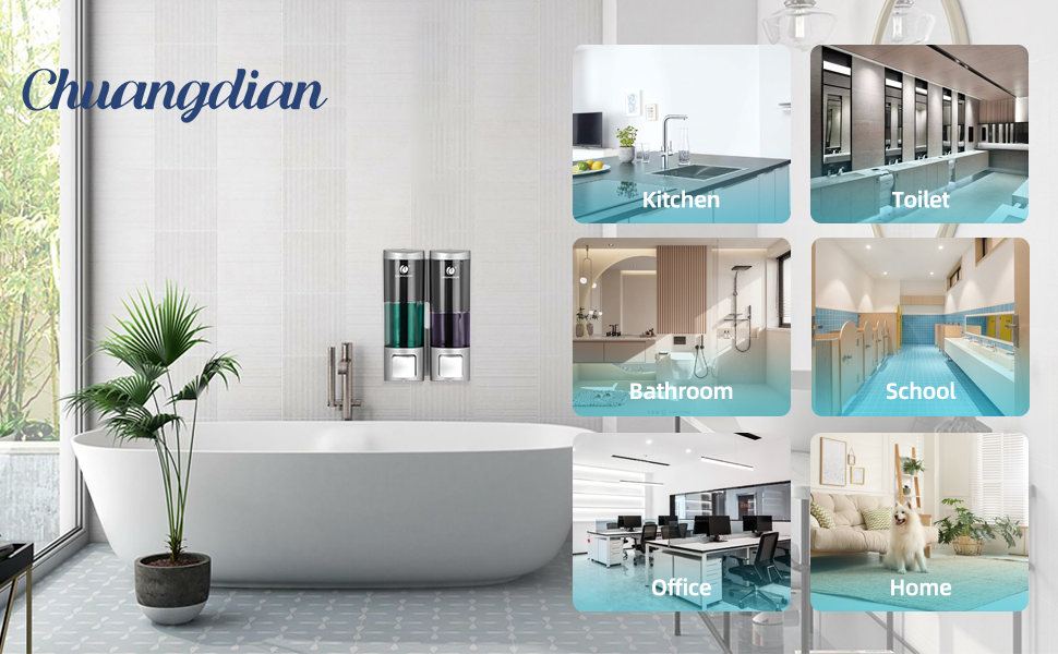 Ручний дозатор мила CHUANGDIAN, настінний, 200 мл, білий (подвійний сріблястий)