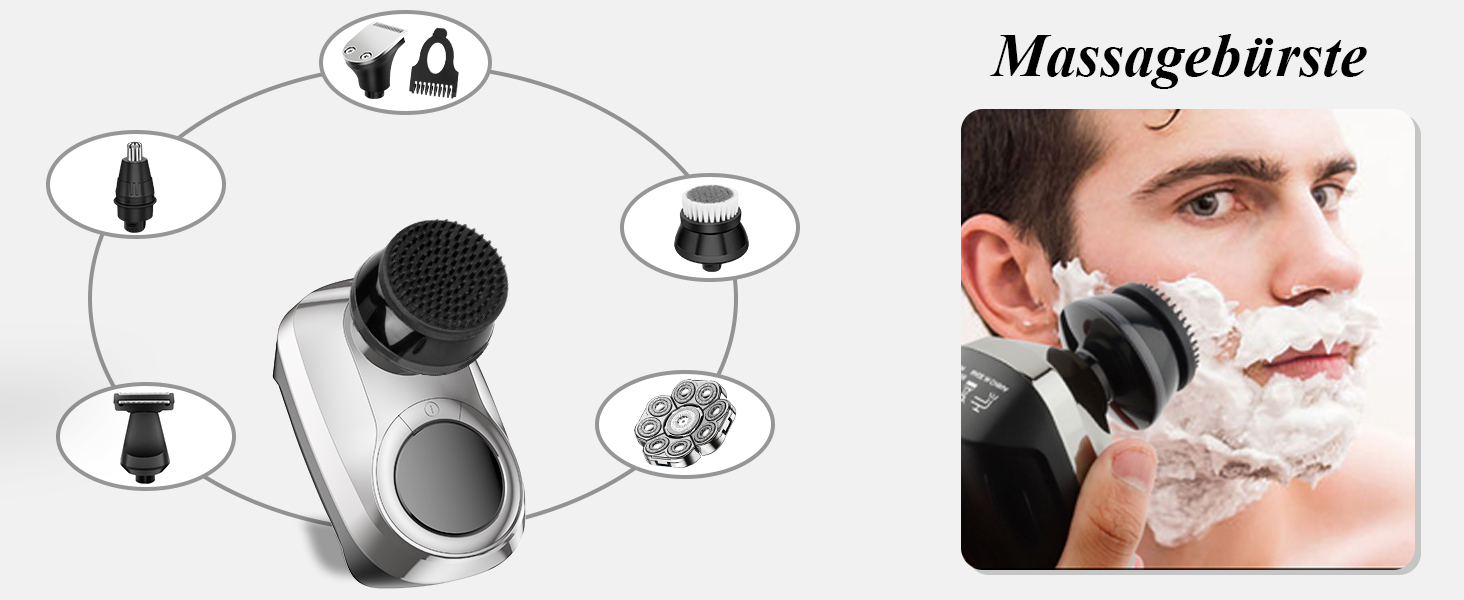 Електричний гоління для чоловіків Glatzen 9D – гоління голови, мокрого та сухого типу, водонепроникний, з LED дисплеєм, блокуванням від подорожей, набір для догляду з 6 насадками для обличчя та тіла