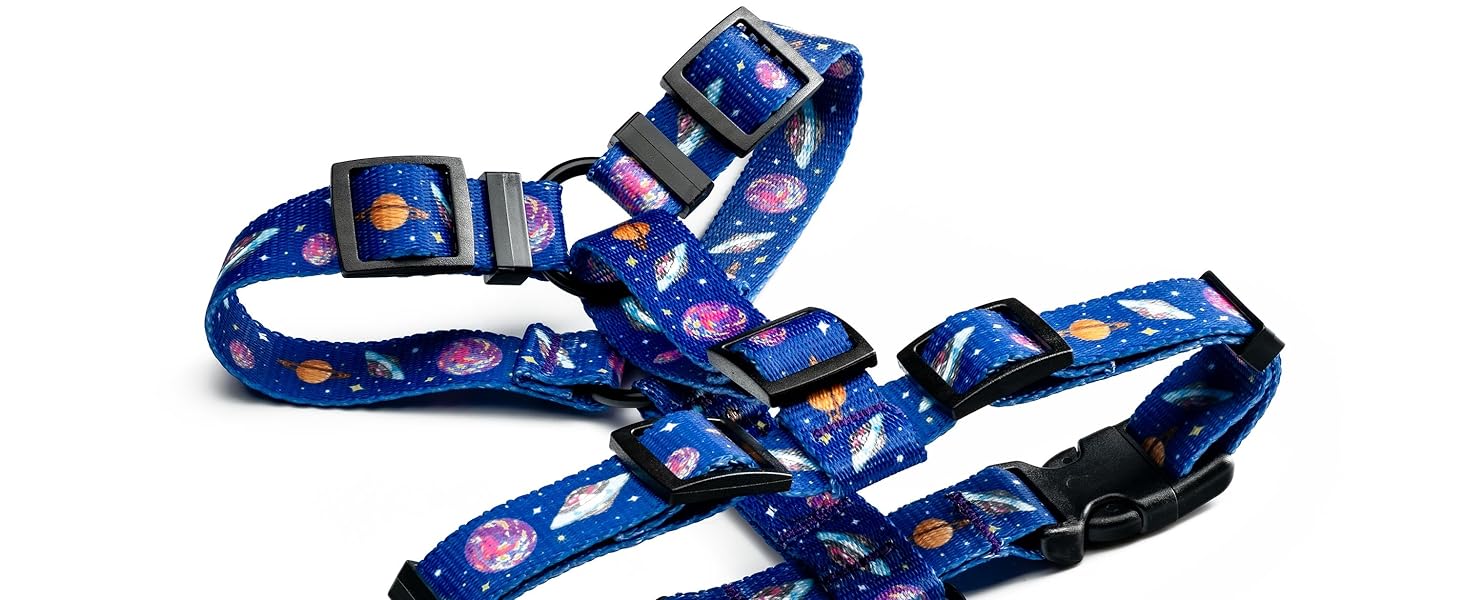 Шлейка для собак середніх порід | Не вбирає вологу | Регульована | З контролем | Легка класична шлейка для собак | Dog Harness - M (Cosmic Bloom, S - виміряйте собаку)
