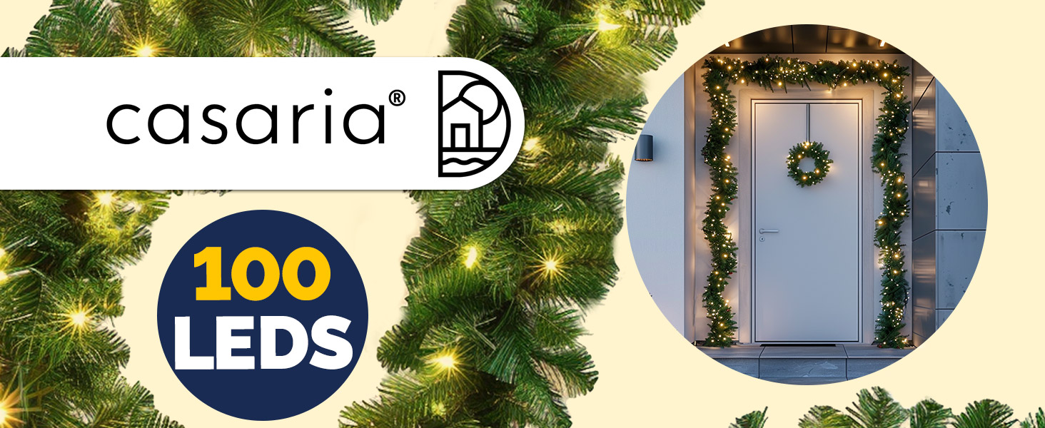 Гірлянда святкова CASARIA 5м, 100 LED, тепле біле світло, для декорування приміщень та вулиці