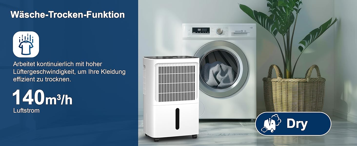 Зволожувач повітря Erikssøn з LED-дисплеєм, таймером та захистом для дітей | Видаляє 16л вологи на добу | Для приміщень до 140м³ (70м²) | Енергоефективний зволожувач повітря з датчиком вологості, білий