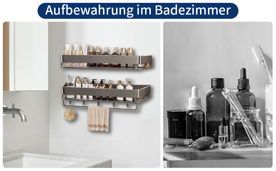 Дзеркальна поличка для душу FOLAI 30см (2 шт.) без свердління, з нержавіючої сталі, сіра