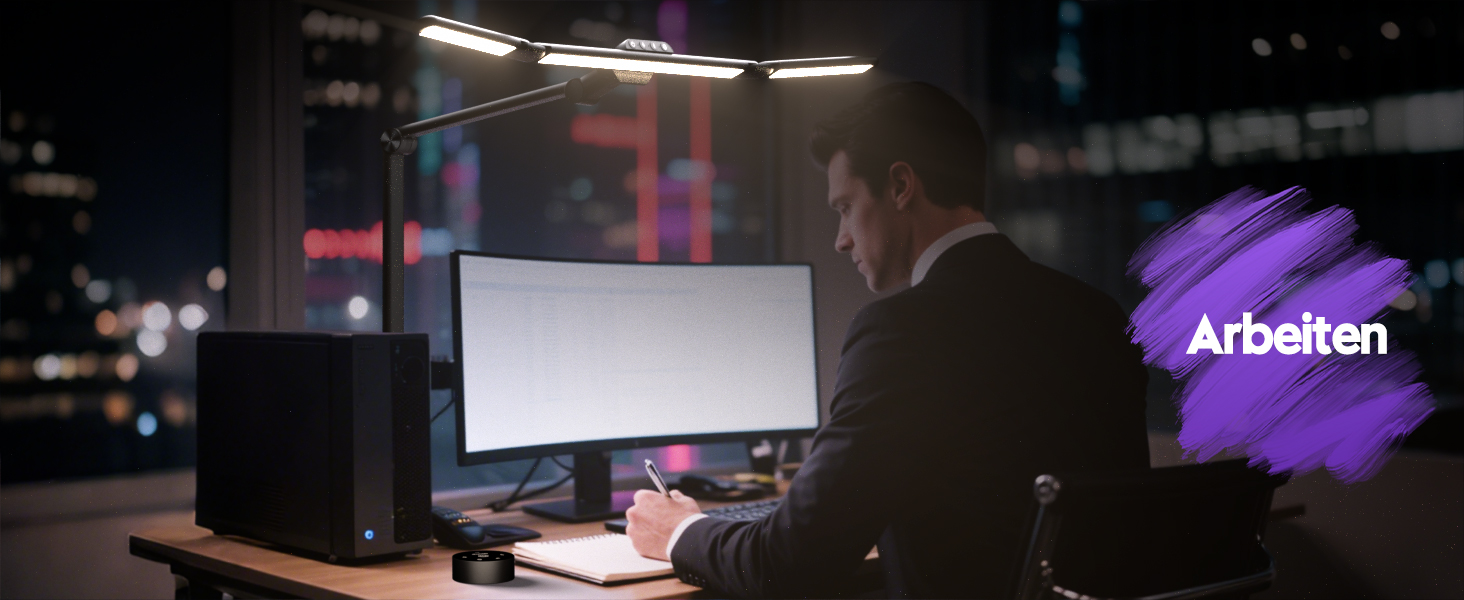 Настільна LED лампа Quntis 82.5 см з кліпсою, датчиком руху, пультом, сенсорним управлінням, 3 лампи, 182 LED, захист очей, диммер, для офісу, дому, ПК