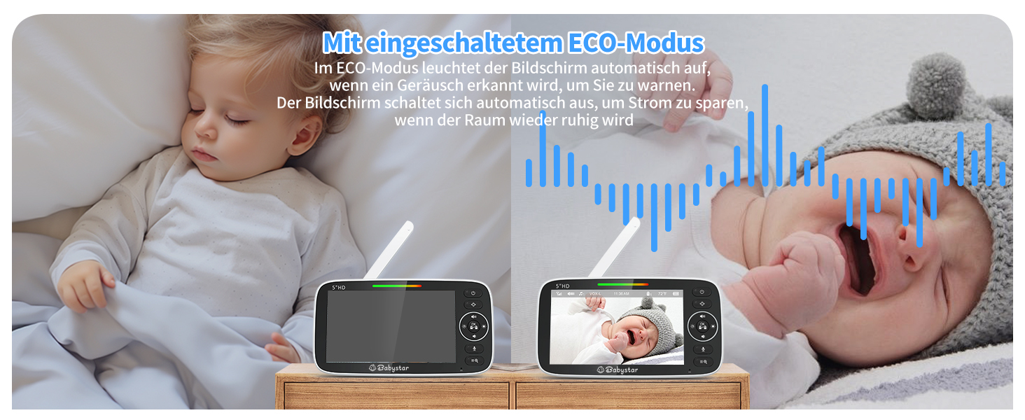 Дитячий відеоняня Babystar з камерою, 5 дюймів, 720P HD, без Wi-Fi, акумулятор 4000 mAh, Vox-функція, датчик температури, нічне бачення, 2-сторонній аудіо