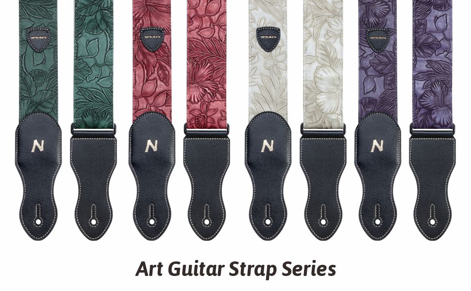 Гітарний ремінь Nefelibata з кишенькою для медіатора, 2.3-дюймовий шкіряний ремінь у стилі Porter, якісна шкіра, вінтажний стиль 60-х, вестерн, з медіаторами, кнопками та застібками. Регульована довжина: 42-66 дюймів. Колір: C# - Зелений