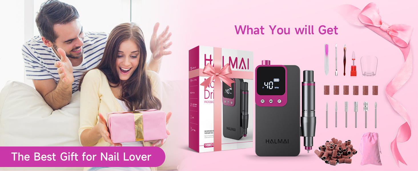 Електричний фрезер для нігтів HALMAI HMC320: професійний, портативний, для акрилу та гелю, 40000RPM