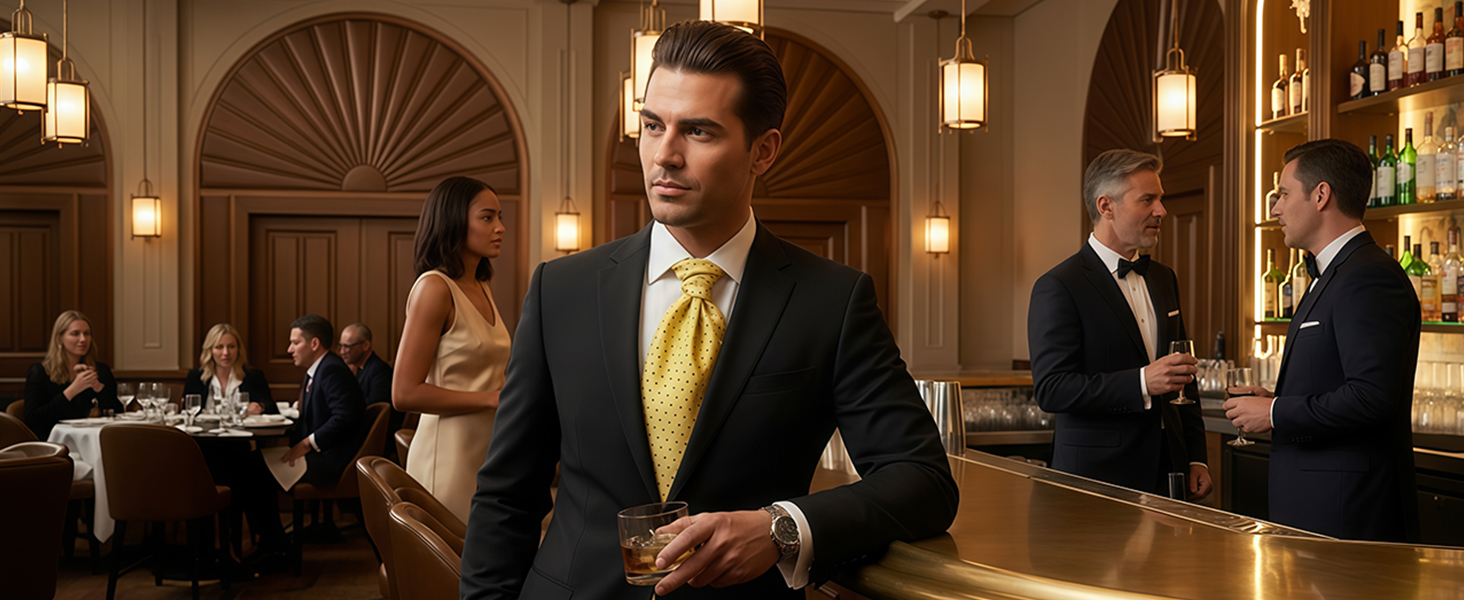 HISDERN Комплект краватка-снуд, краватка-аскот, хустинка для кишені чоловіча Paisley сіра/срібна для весілля та бізнесу