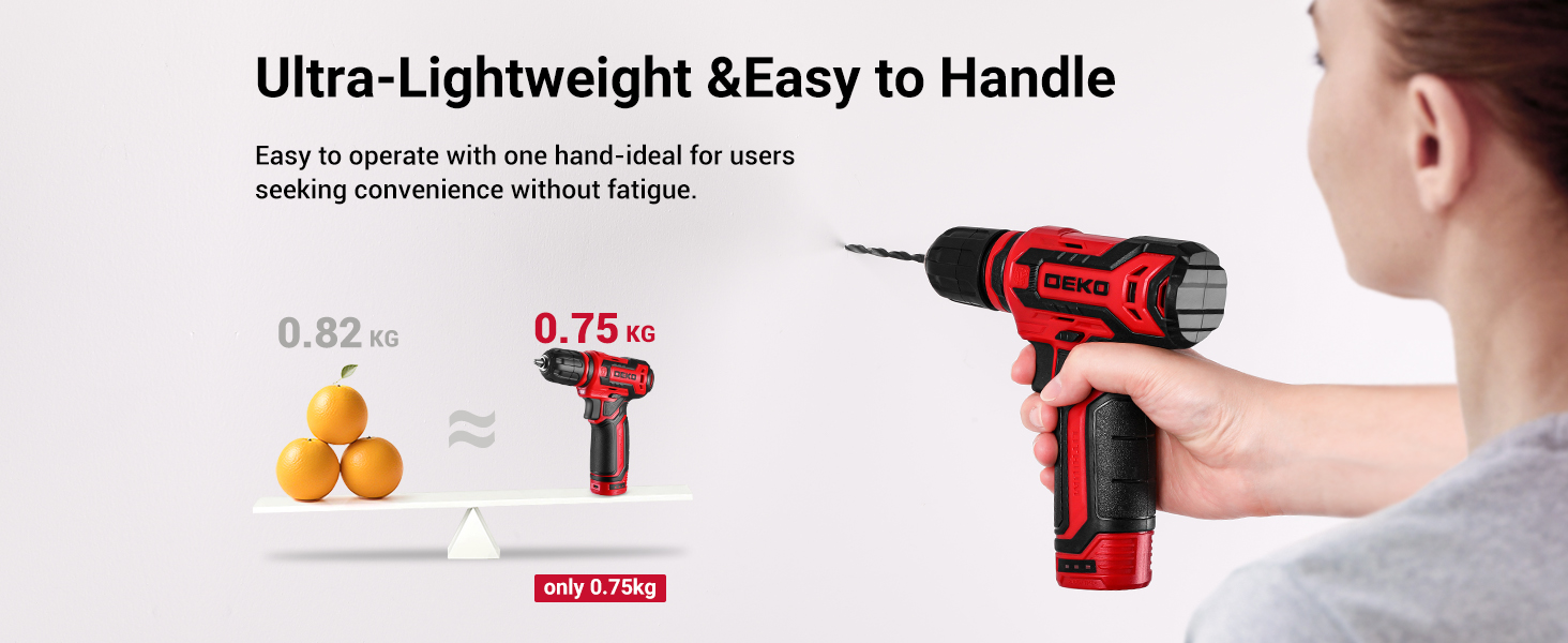 Акумуляторна дриль-шуруповерт DEKO 12V: набір інструментів 238 шт. з акумулятором для дому, ремонту та рукоділля (червоний)