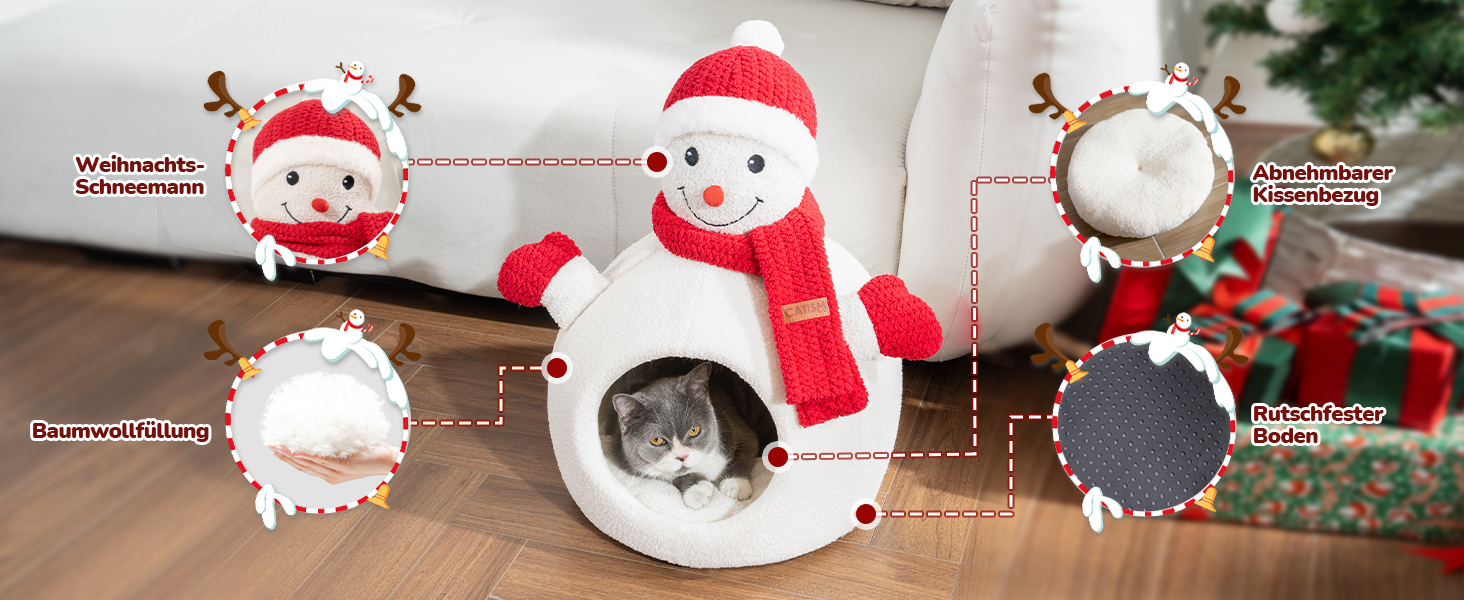 Світлодіодна кімната-будиночок для котів CATISM - 40x40x38 см. М'яка, зручна, знімний подушковий ковпачок. Ідеально для кошенят та дорослих котів.