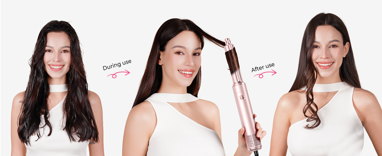 Набір для укладки волосся 6 в 1 Pro Hair Styler: фен, щітка, плойка, автоматична завивка. 1000W, для всіх типів волосся (Оранжевий)