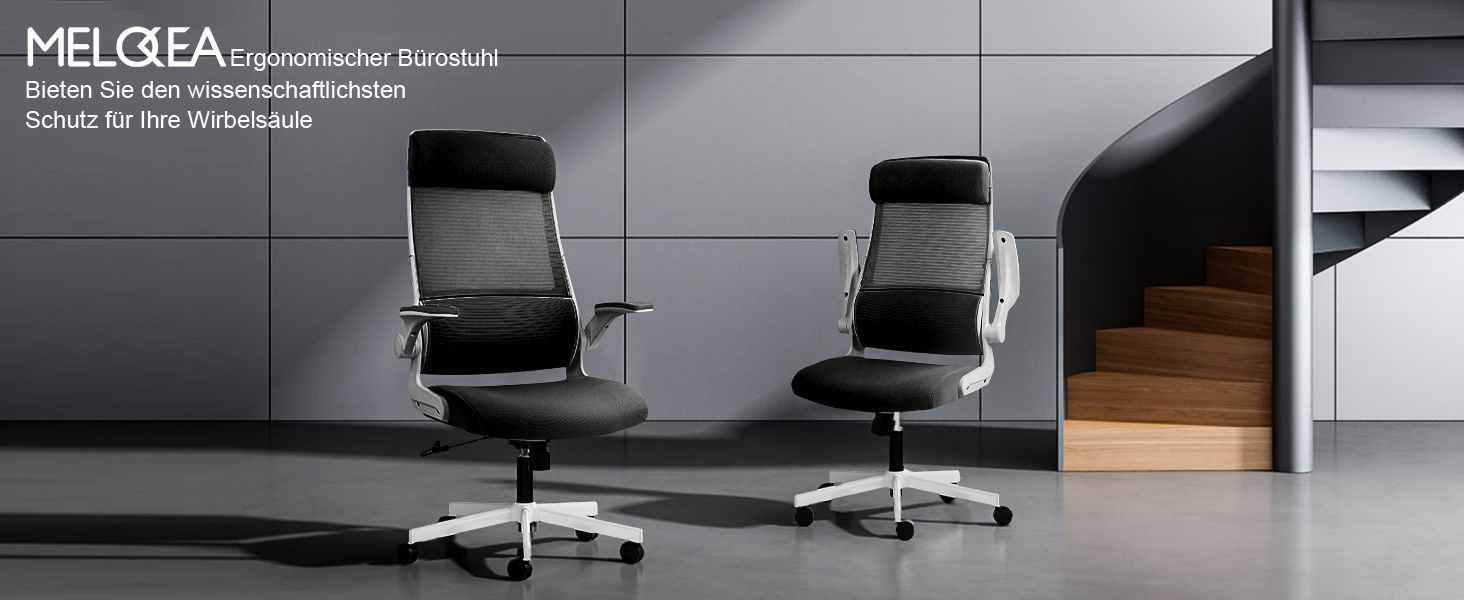 Ергономічне крісло для офісу з регульованою підголівником, крісло для робочого столу з сітки, відкидні підлокітники, широке сидіння, функція гойдання, комп'ютерне крісло EN 1335, офісне крісло 200 кг (чорно-біле)