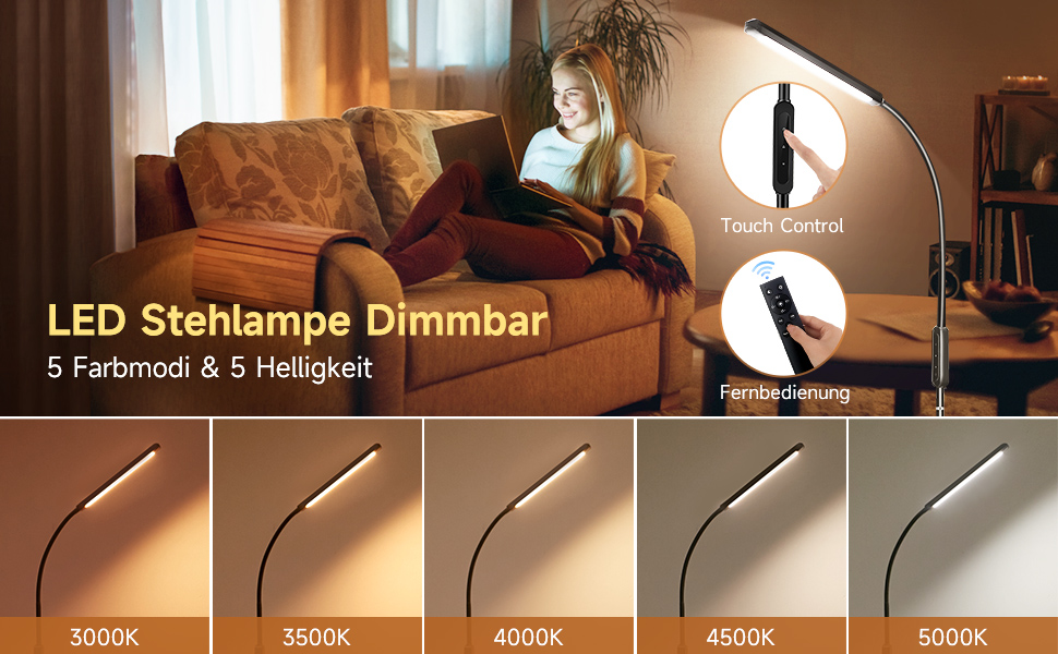 LED лампа настільна для роботи та навчання, 15 режимів, денне світло, 1000LM, регулювання яскравості, багато кольорів