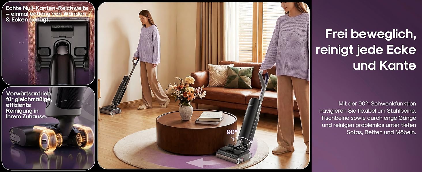 Акумуляторний миючий пилосос EUREKA FloorShine 830 для твердих підлог, 24000 Па, з функцією самоочищення та сушіння гарячим повітрям 75°C, Anti-Tangle 3.0, 60 хв роботи