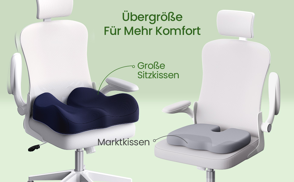 Подушка для сидіння з Memory Foam для куприкового болю, ергономічна подушка Coccyx для офісу, дому, авто та інвалідного візка. Нековзна основа, блакитна.