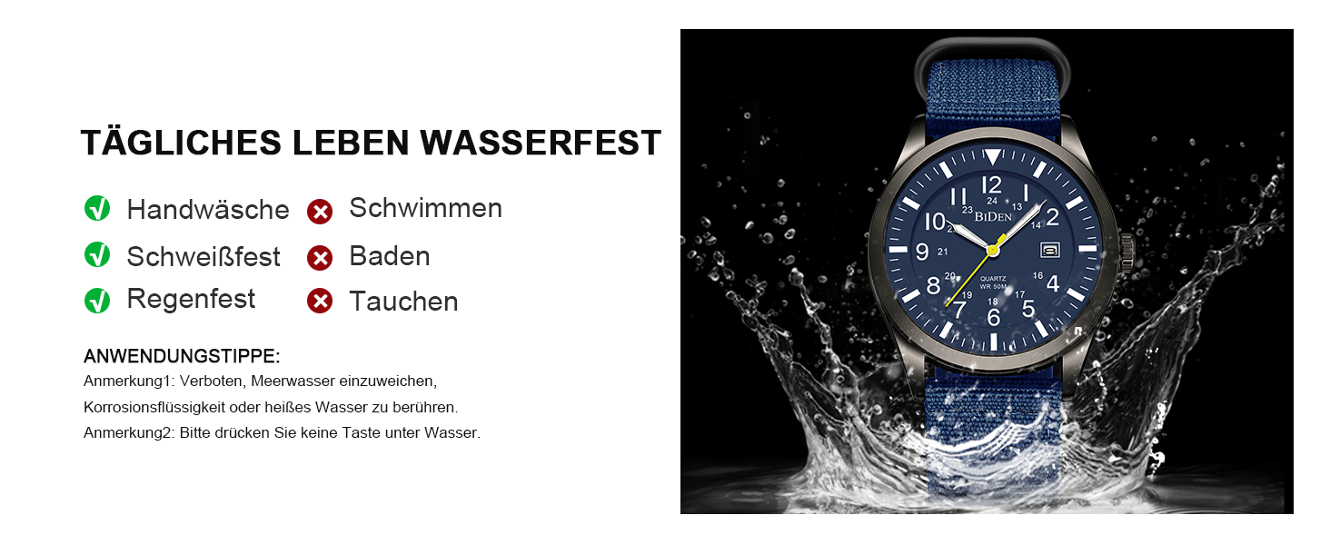 HANPOSH чоловічий годинник: тактичний годинник для військових, армійський годинник з датою, водостійкий (3ATM), кварцовий годинник для активного відпочинку та спорту (блакитний, сірий, блакитний)