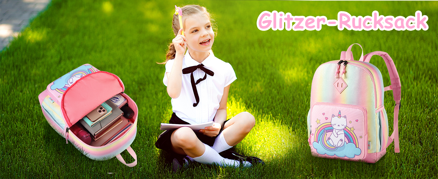 Рюкзак дитячий VASCHY для дівчаток 4-6 років, фіолетовий єдиноріг, з бічними кишенями та нагрудним ременем
