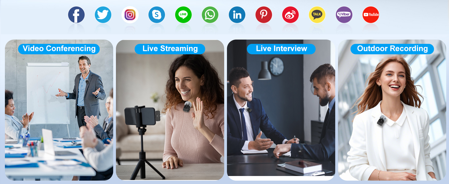 Мікрофон-петличка для iPhone/iPad/Android, бездротовий, з шумозаглушенням, 25 годин роботи, для відео, блогів, YouTube, TikTok, Live-Stream