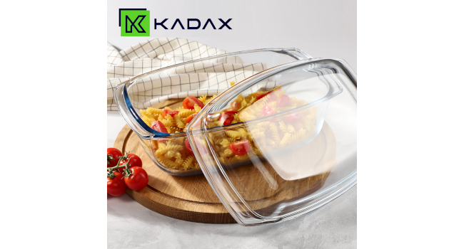 Жароміцна скляна форма KADAX з кришкою, 5.8 л, прямокутна, для запікання, лазаньї, овочевого рагу, використання у духовці