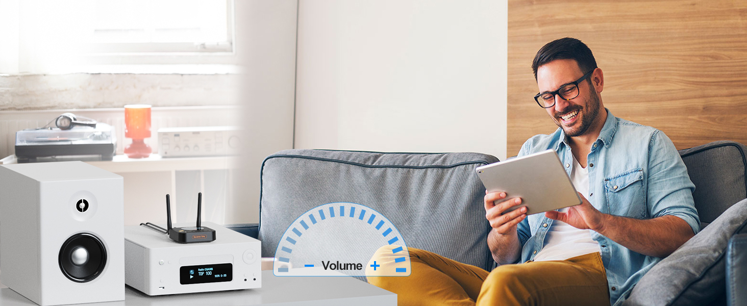 1Mii Bluetooth 5.1 Аудіо Адаптер з Низькою Затримкою aptX, 3D Surround для Підсилювача, Лаунспікерів, Оптичний/Коаксіальний/RCA AUX (B06Pro+ Medium)