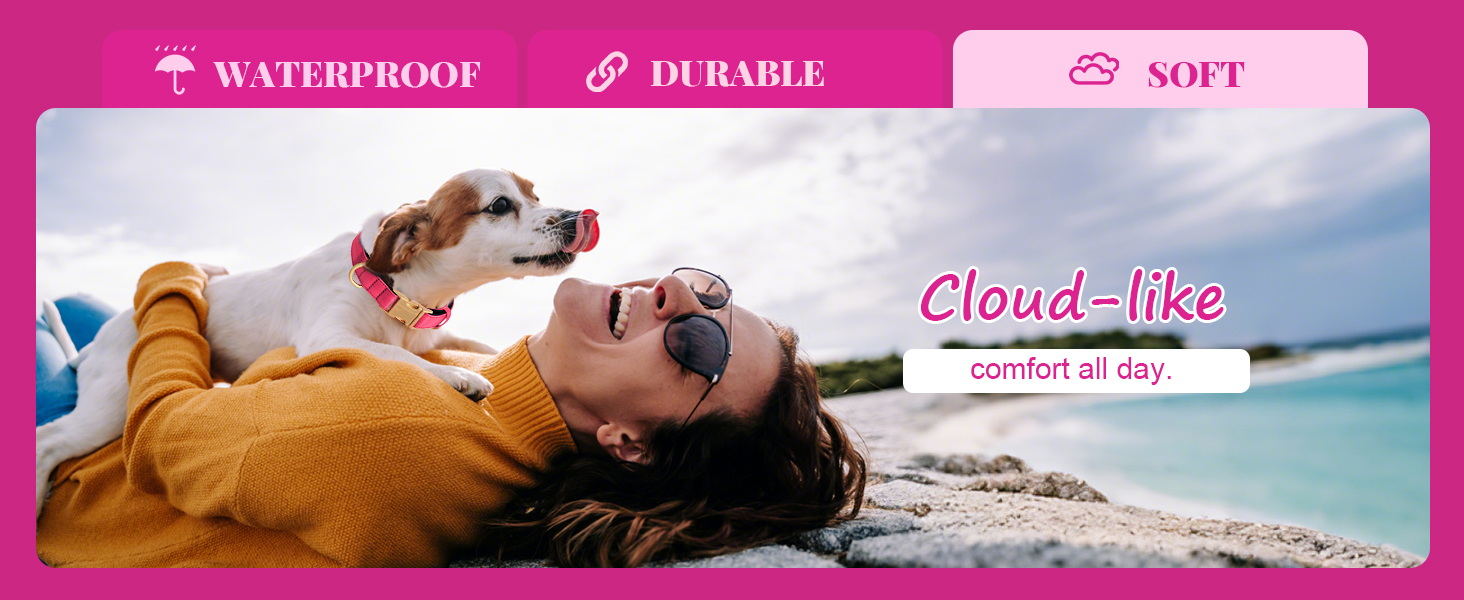 Нашийник для собак Didog з нейлону, м'який, з металевою застібкою, для великих, середніх собак, чорний, L (38-58 см)