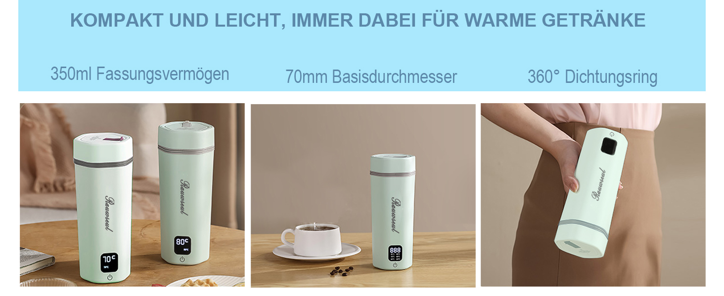 Електричний чайник Glas Elektrisch Wasserkocher 0,6L 500W з регулюванням температури 40-75°C, таймером, сенсорним керуванням, BPA-free, компактний для дому/кемпінгу, підходить для чаю/кави, білий (Grün Pro)