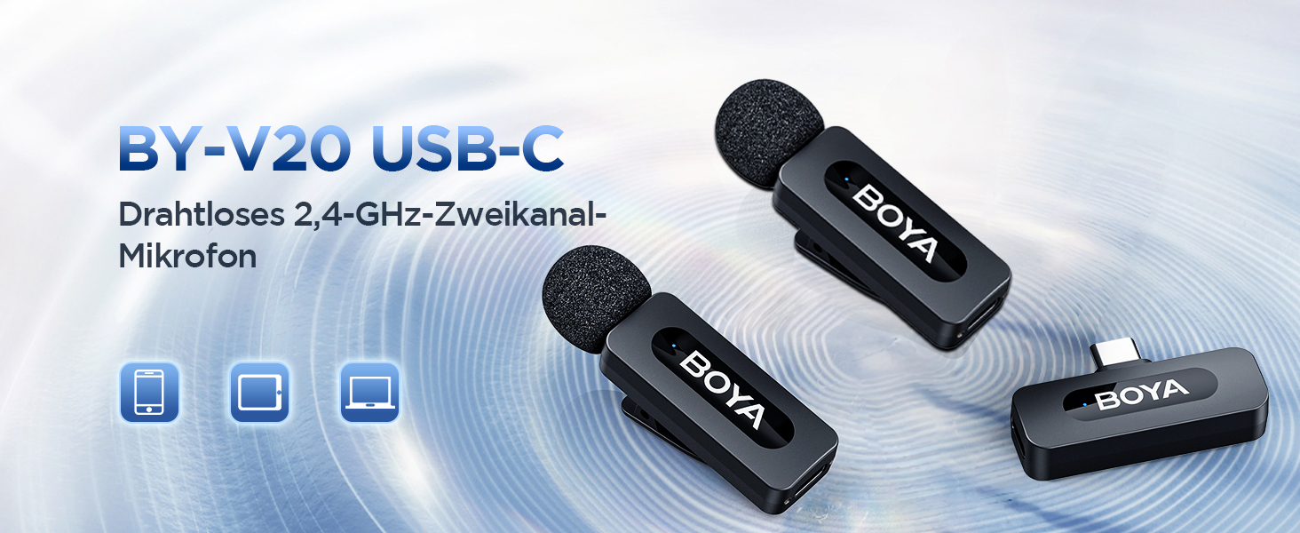 Мікрофон Boya BY-V10 USB-C: Бездротовий міні-петличний мікрофон з шумозаглушенням для Android, смартфонів, ноутбуків, YouTube, подкастів, Facebook, Vlogging