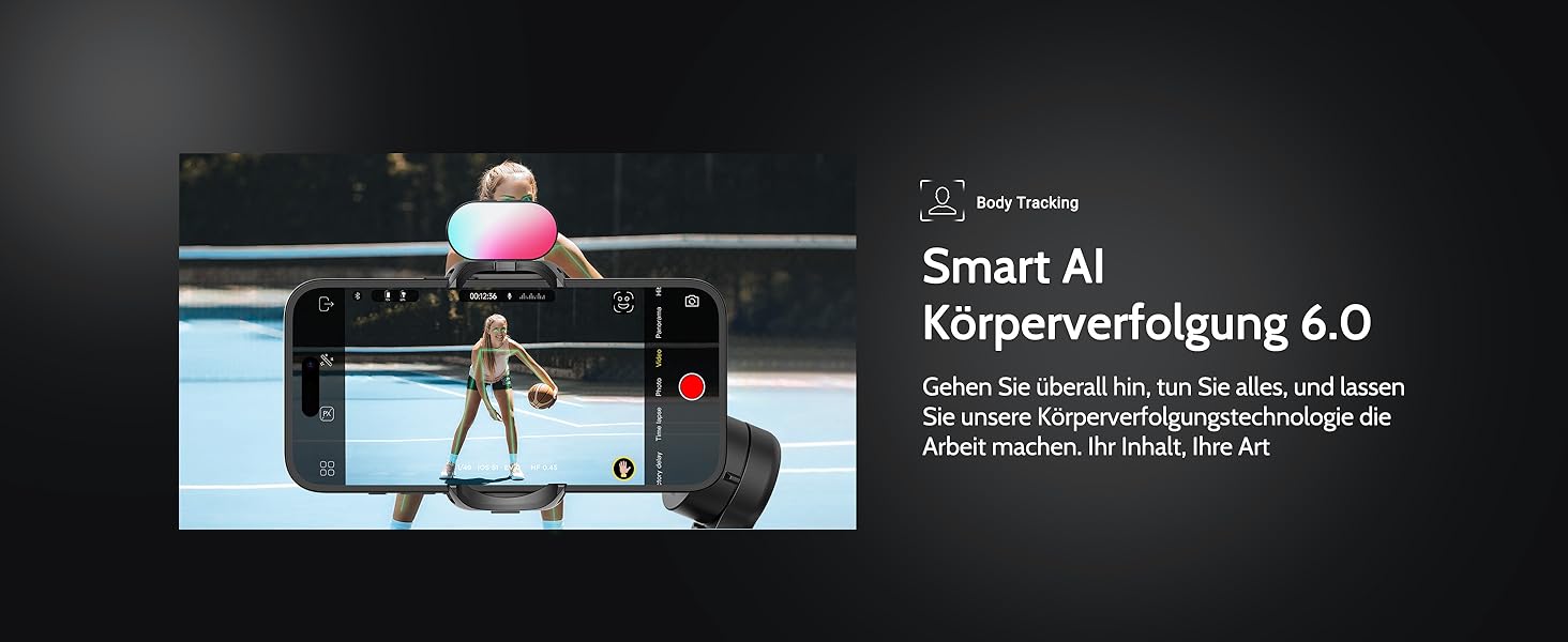 Стабілізатор для смартфона AOCHUAN Smart X Pro Kit: 3-осьовий гiмбал з RGB-фiллером, трекер обличчя, для iPhone/Android, чорний