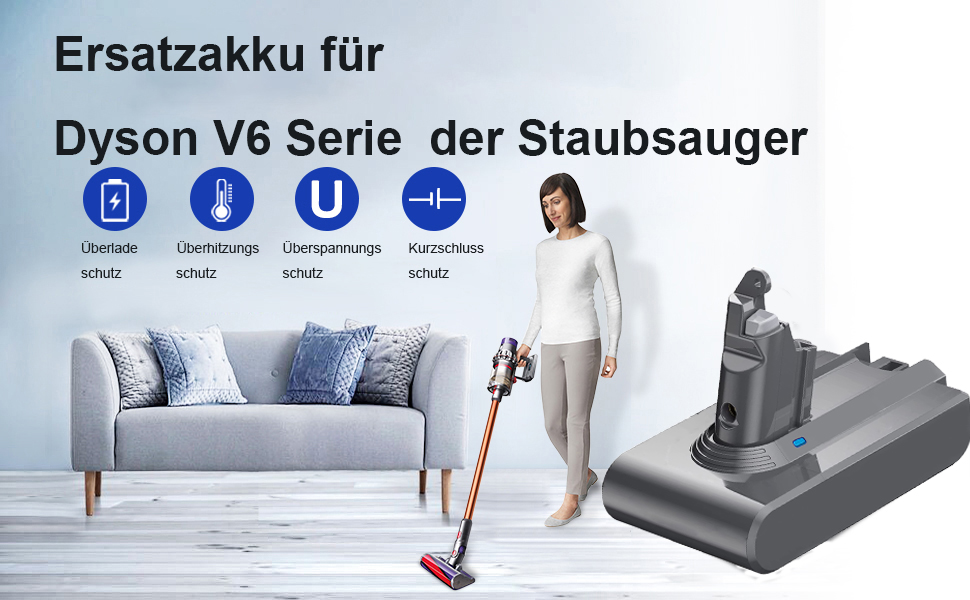 Замінний акумулятор Dyson V6 6000mAh (6.0 Ah) для пилососів DC58, DC62, DC59, DC61, DC72, DC74, SV03, SV05, SV06, SV07, SV09