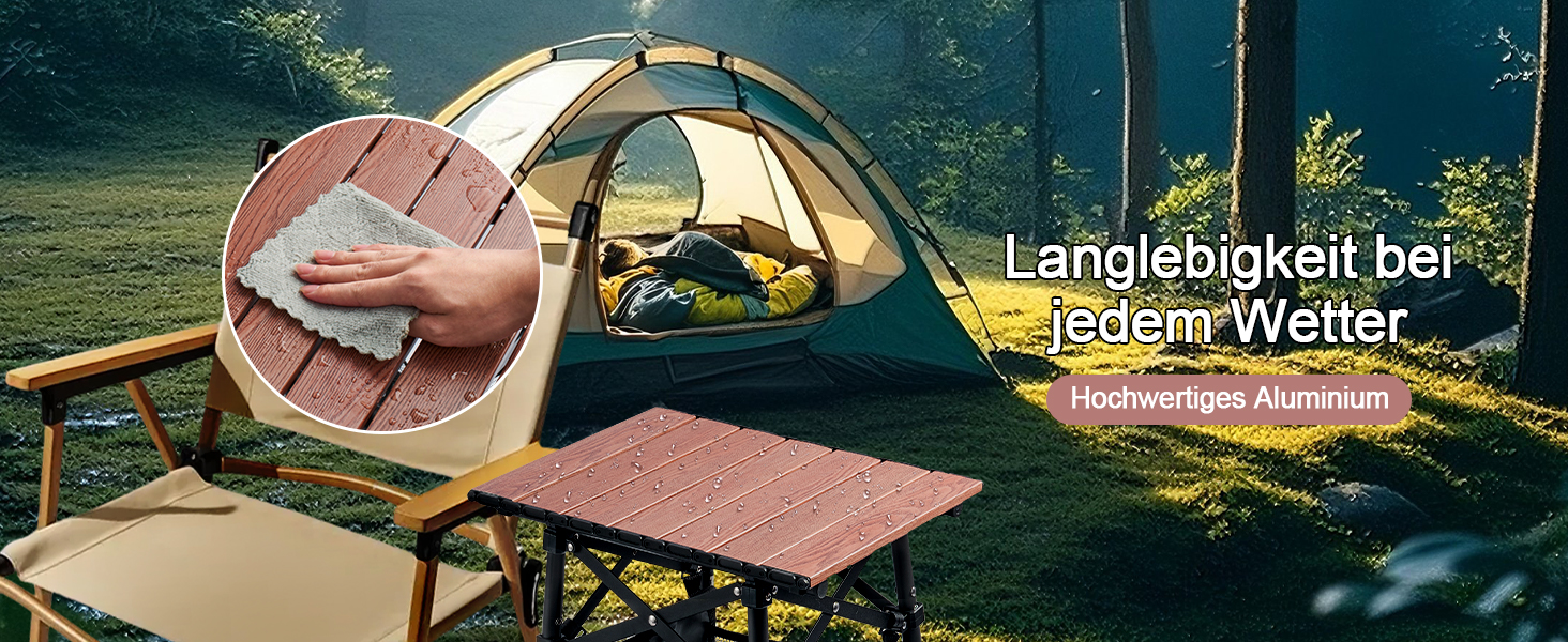 Складний алюмінієвий стіл для кемпінгу Odoland з регульованою висотою та сумкою для зберігання (40x30x40-58 см)