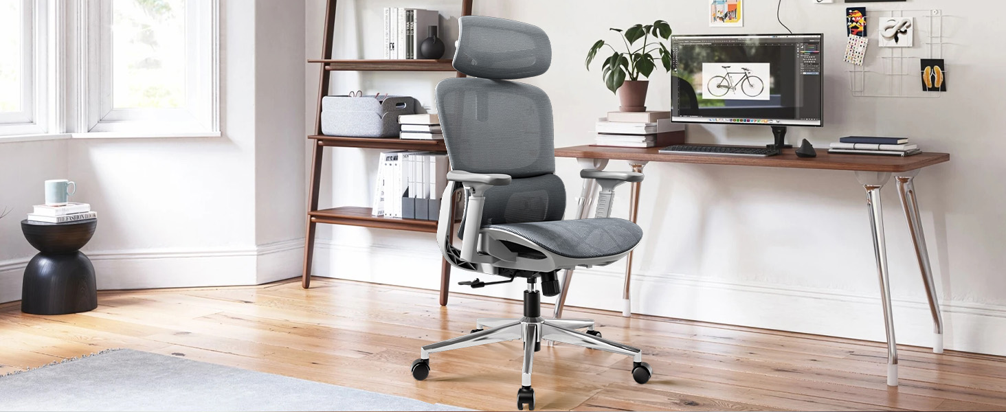 Hbada P2 Air Ergonomic Office Chair with 3D Lumbar Support, Adjustable Mesh Chair with 3D Armrests & Headrest - Home & Office Desk Chair (White, Luxury Version)
