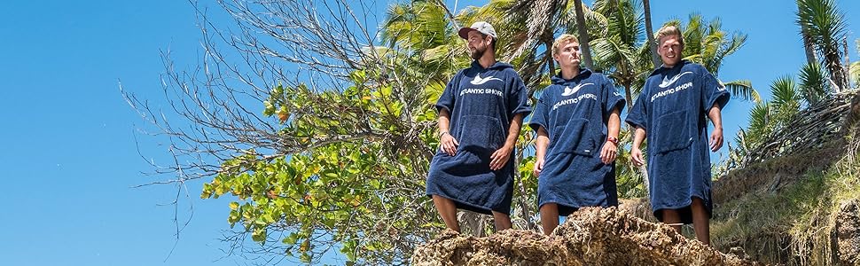 Пончо для серфінгу ATLANTIC SHORE з капюшоном, 100% бавовна, універсальне, для дорослих