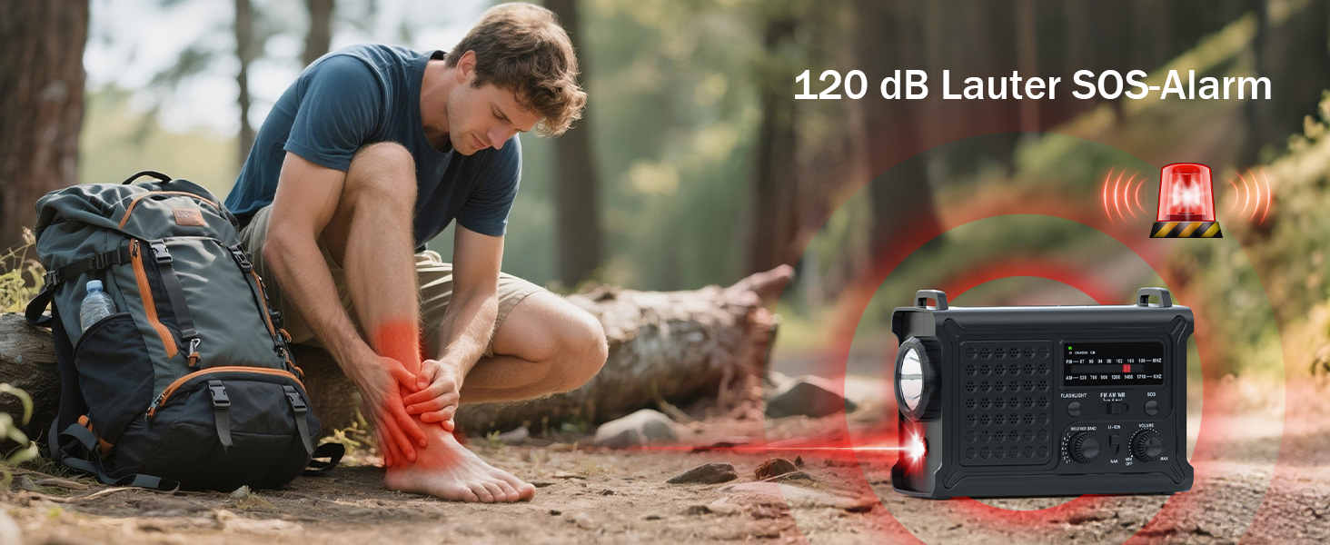 Сонячне радіо з ручним генератором 12000mAh, портативний приймач світу, радіо для надзвичайних ситуацій з AM/FM, сонячна панель 8500мм², Powerbank, ліхтарик та світло для читання, чорний