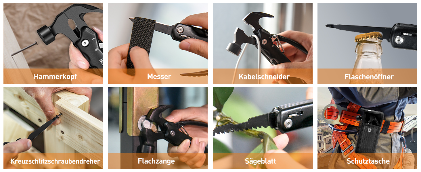 Мультитул BIIB 12-в-1: Подарунок для чоловіків на Різдво, День батька, День народження. Мультиінструмент для кемпінгу, адвент-календаря. Преміум якість, чорний.