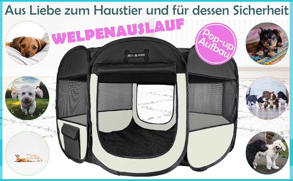 Клітка для цуценят Petigi XL, 115x115x65 см, 8-кутна, рожева (чорна), для собак, кроликів, морських свинок, котів