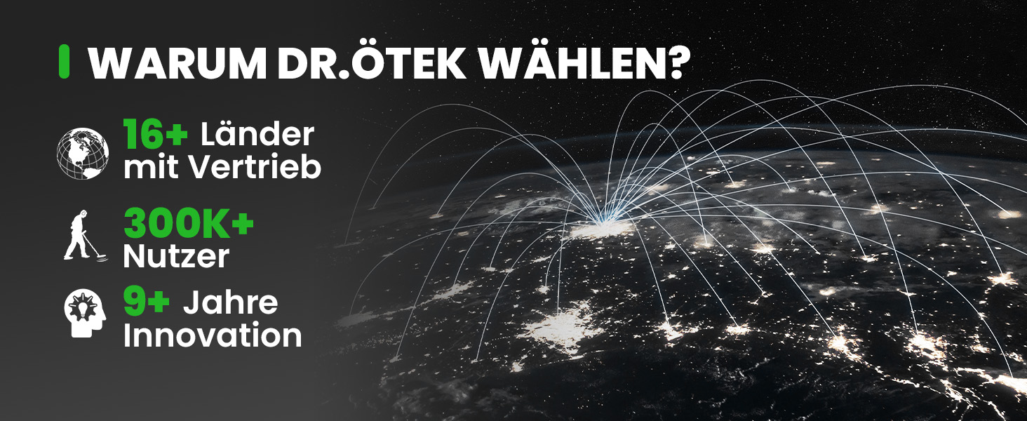 Металошукач DR.ÖTEK Profi Set для дорослих та початківців: 6 режимів, водонепроникна пошукова котушка IP68, 3 режими місцевості з Pinpoint, комплект з аксесуарами (AIR-Green)