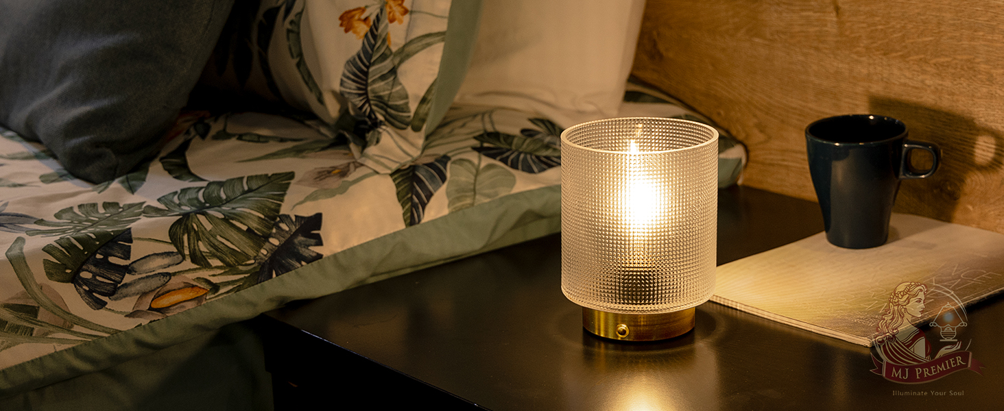 Бездротова настільна лампа з таймером, вінтажний дизайн, LED, скло, для дому та вулиці, диммування, сірий колір, розмір L