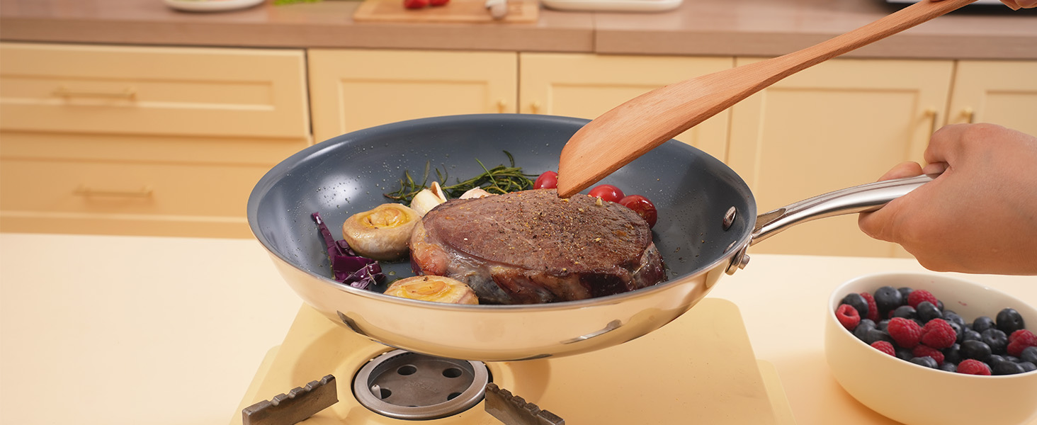 Сковорода Cookersway з керамічним покриттям, 28 см, антипригарна, для кухні, без PFOA, PTFE, PFA, темно-сіра