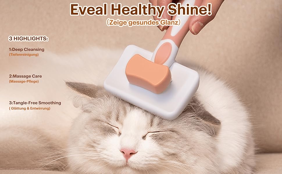 Щітка для котів та собак з довгим та коротким волоссям - видаляє підшерсток та ковтуни. Масажна щітка з антиковзним покриттям, помаранчевий колір, розмір S