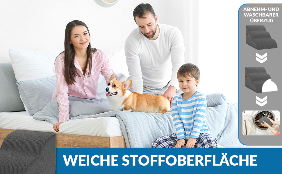 Сходинка для собак Nuraya: 3 сходинки, 40 см, з антиковзким покриттям. Підходить для маленьких собак та котів. Зручна та миється.