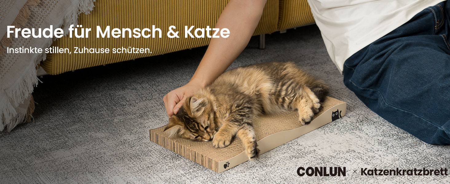 Кігтеточка для котів з коробкою та 4 змінними шарами з картону - велика кігтеточка з міцного гофрокартону, двосторонні шари для дряпання з наклейками DIY - місце для відпочинку котів у квартирі, захист меблів. Велика коробка для котів + 4 кігтеточки + наклейки