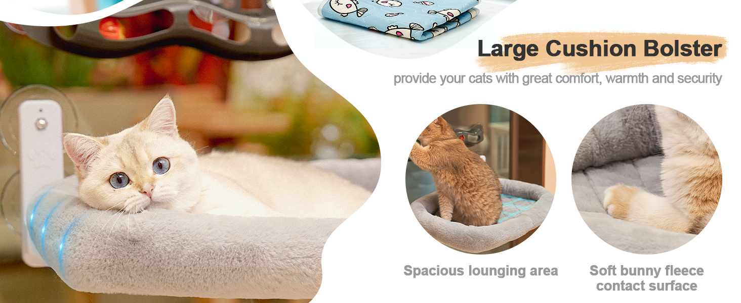 Кішка ліжко на стіл Odoland - 360° обертання та регулювання висоти, м'яка гамак для котів з 2 знімними чохлами, місце для сну для дому/офісу - підходить для цілорічного використання (сірий), для лежання на підвіконі