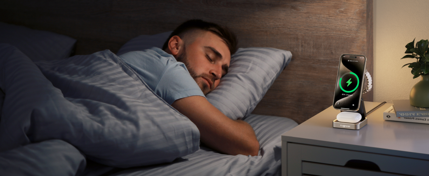 Зарядний пристрій 3-в-1 для Apple Watch та iPhone MagSafe, складна бездротова зарядка для AirPods Pro/3/2. Підходить для Apple Watch, iPhone 17/16/15/14/13. Білий (Чорний)