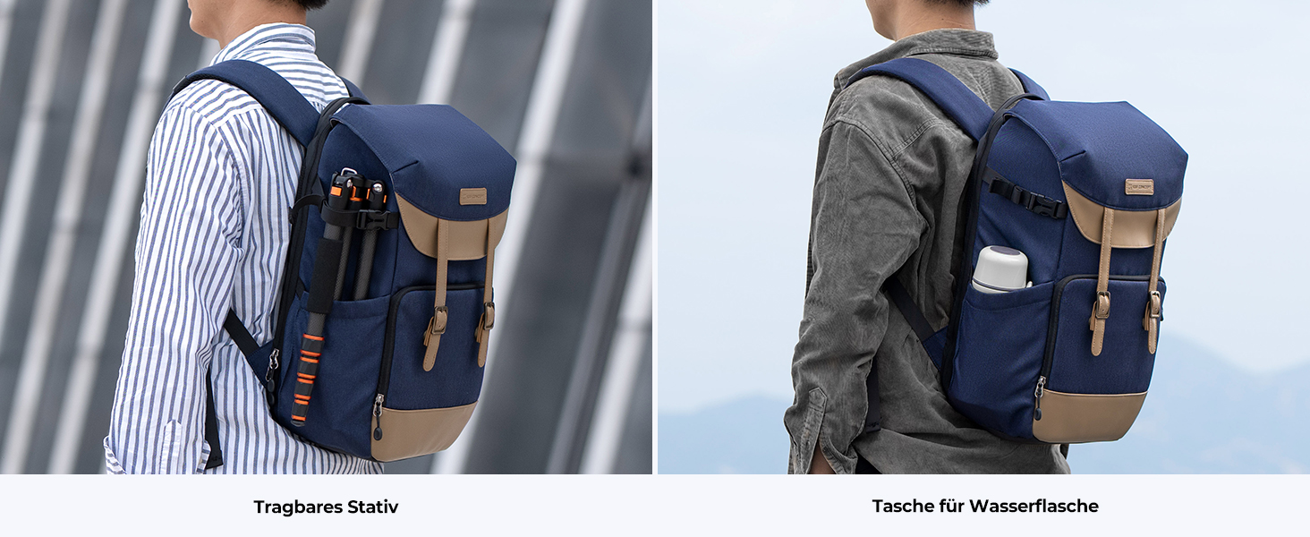 Рюкзак для камери K&F Concept Rolltop 20L: водонепроникний, для Canon, Nikon, Sony, Fujifilm, Olympus, з відділенням для ноутбука 15.6 дюймів (сірий/зелений)