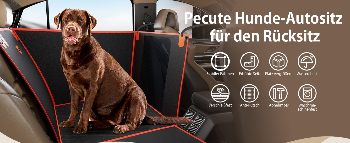 Pecute Dog Car Seat - Reinforced & Secure Dog Seat for Medium & Large Dogs - Adjustable Straps & Stable Car Dog Crate for Rear Seat (L)