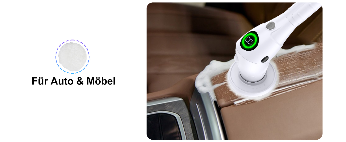 Електрична щітка для чищення з 8 насадок, регулювання швидкості, LED дисплей - для ванної, кухні, авто